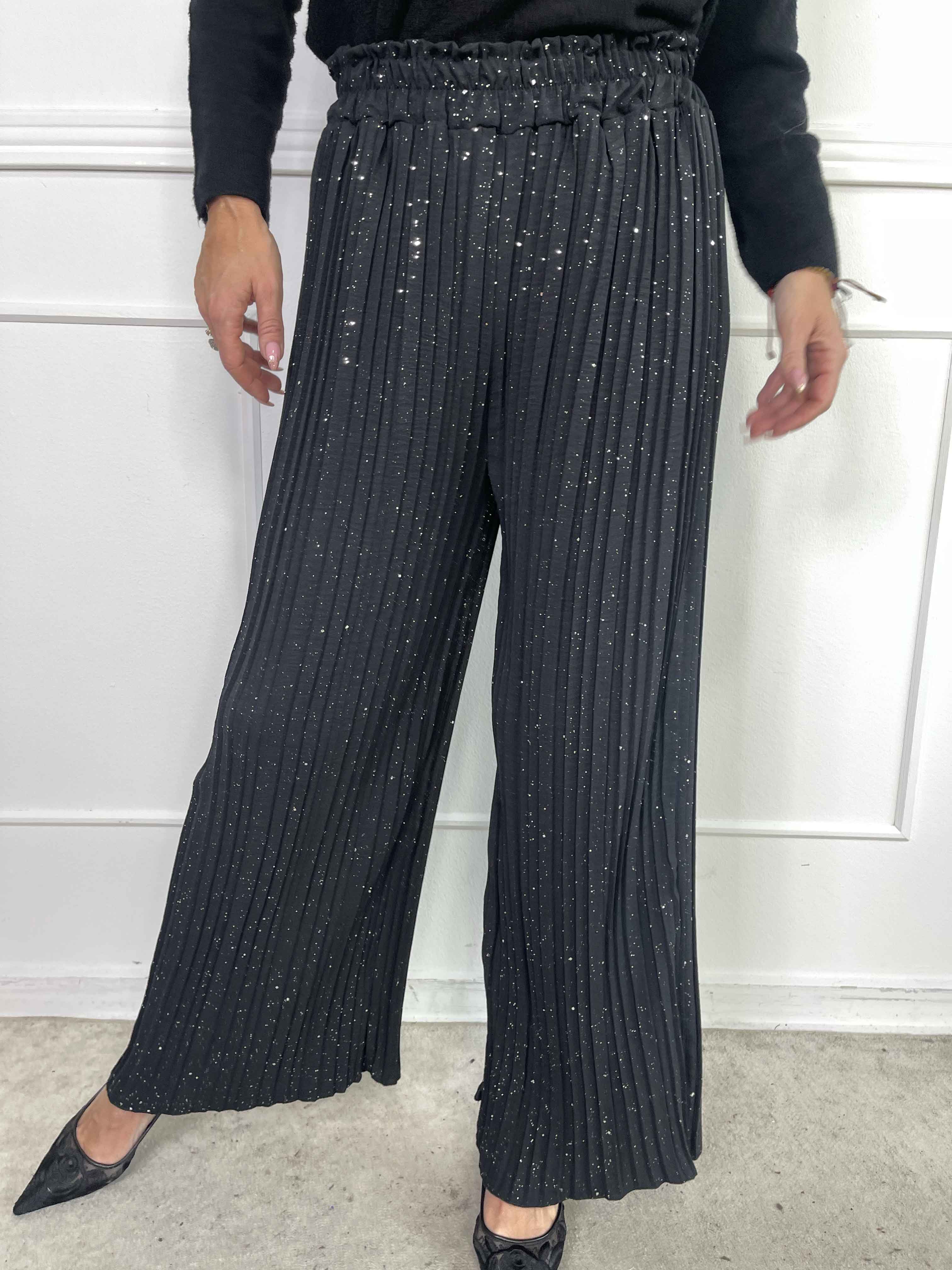 Pola Glitter - Plisseret løse bukser med glimmer